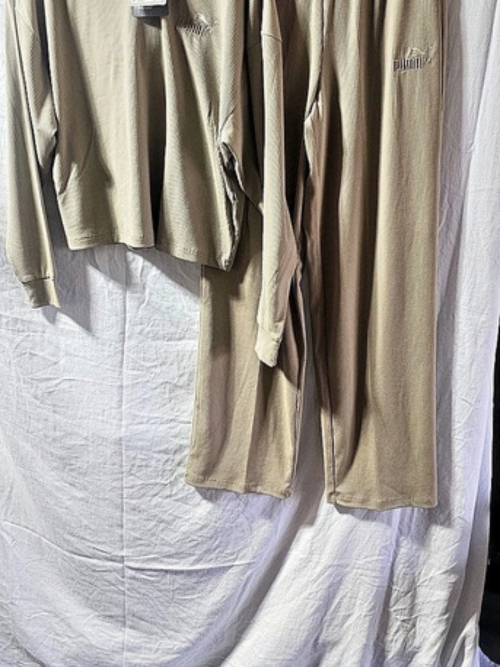 Puma Essentials Ribbed Hoodie and Wide Leg Pants Set Brown